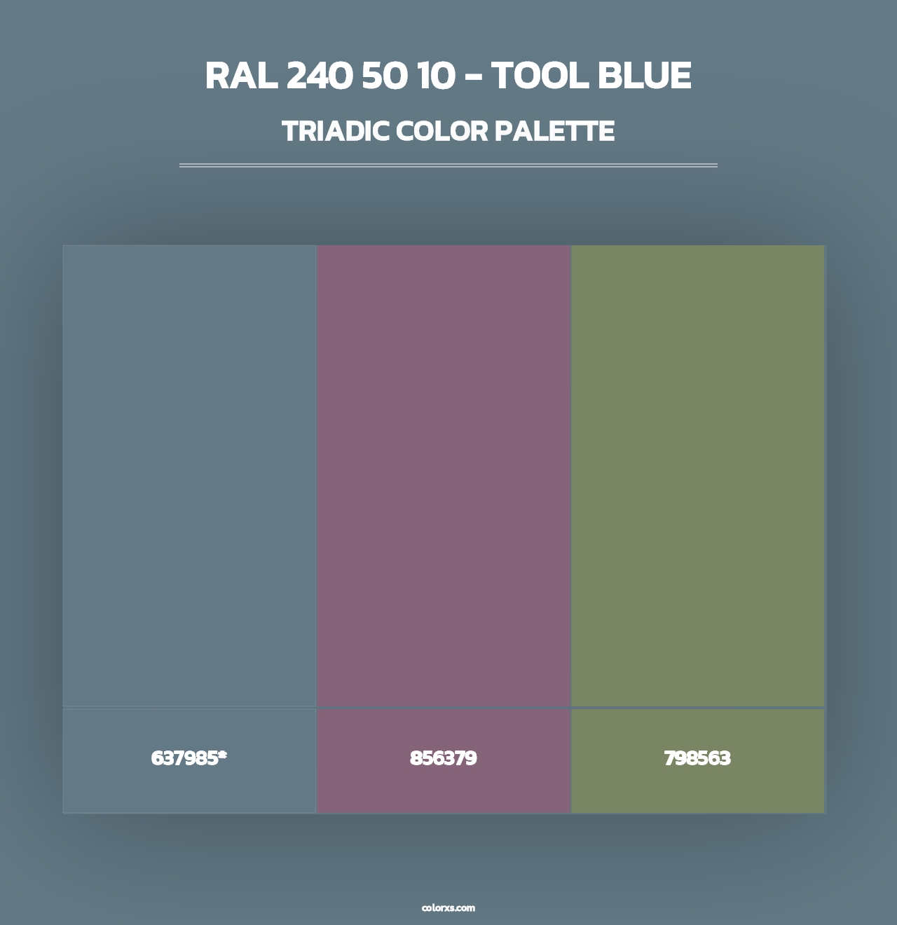 RAL 240 50 10 - Tool Blue - Triadic Color Palette