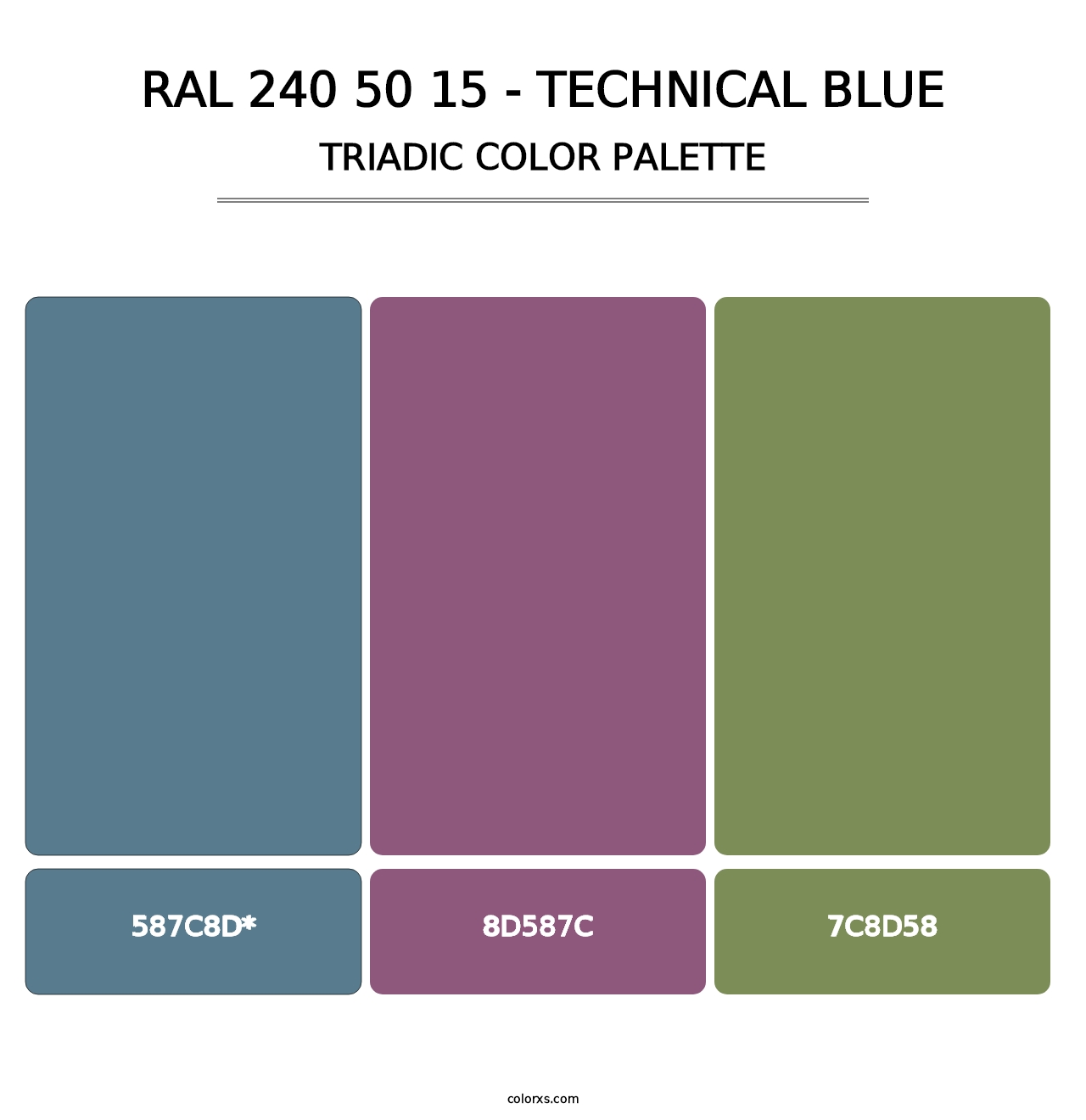 RAL 240 50 15 - Technical Blue - Triadic Color Palette