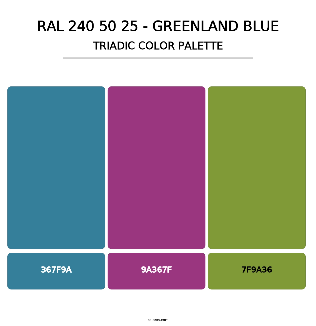RAL 240 50 25 - Greenland Blue - Triadic Color Palette