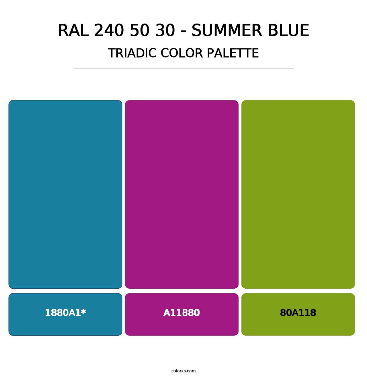 RAL 240 50 30 - Summer Blue - Triadic Color Palette