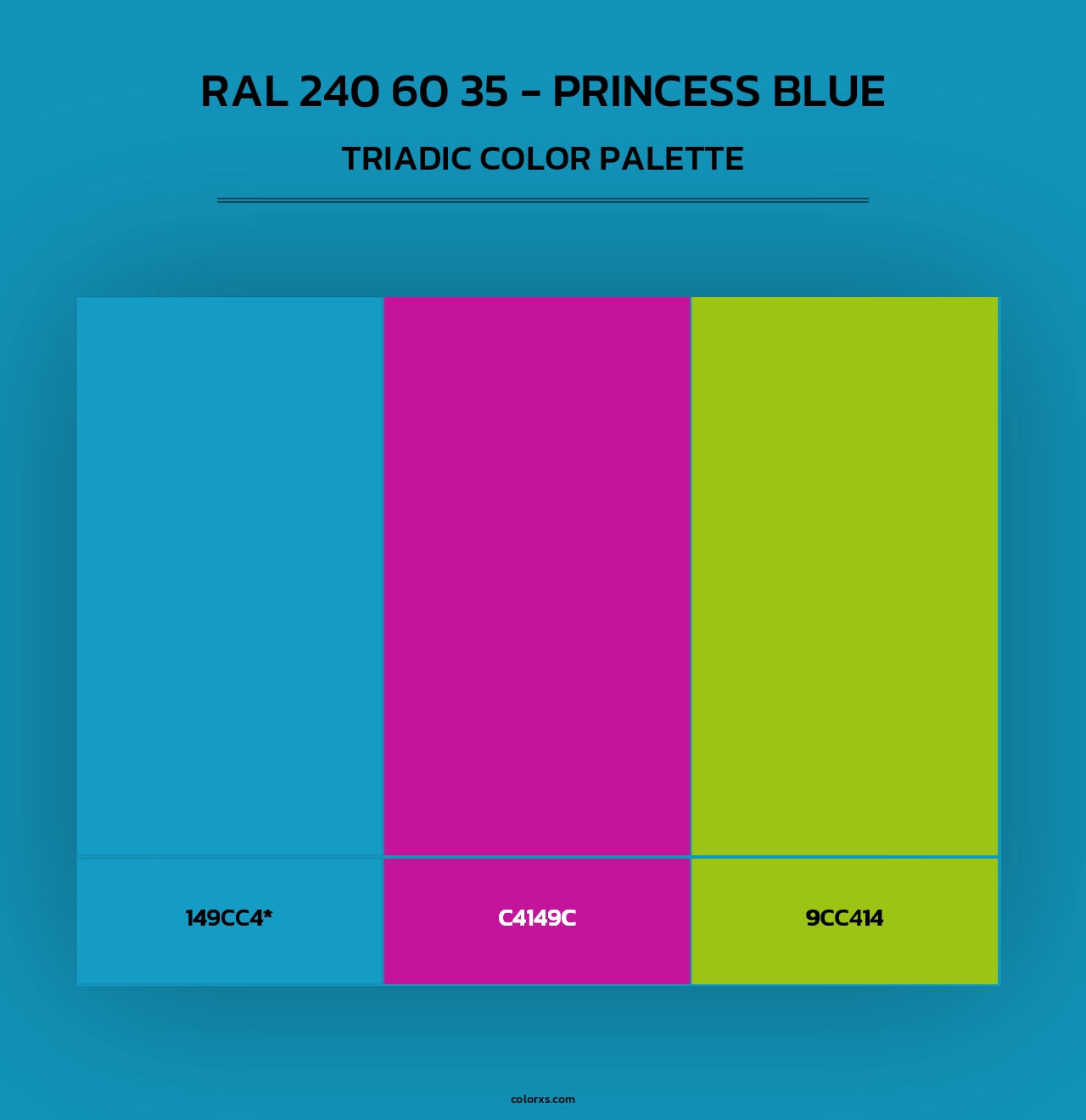 RAL 240 60 35 - Princess Blue - Triadic Color Palette