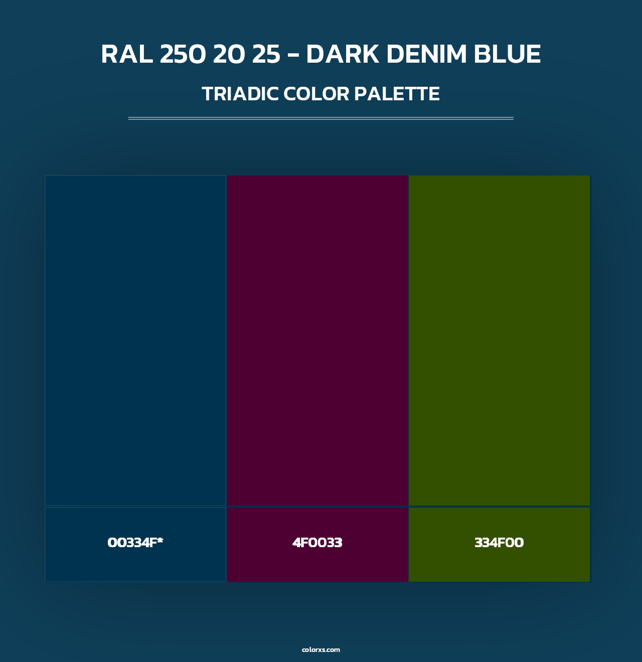 RAL 250 20 25 - Dark Denim Blue - Triadic Color Palette