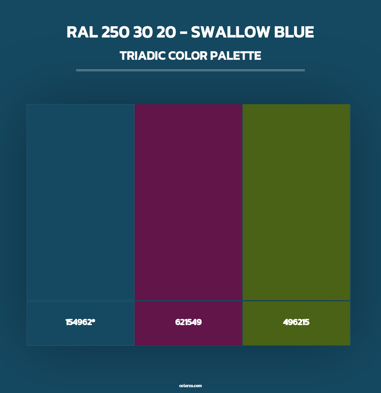 RAL 250 30 20 - Swallow Blue - Triadic Color Palette