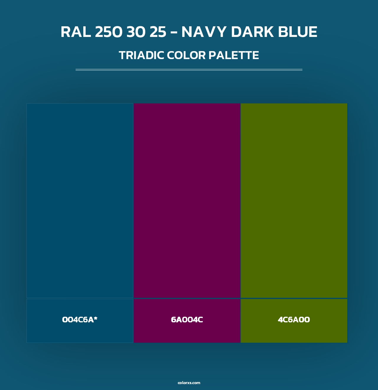 RAL 250 30 25 - Navy Dark Blue - Triadic Color Palette