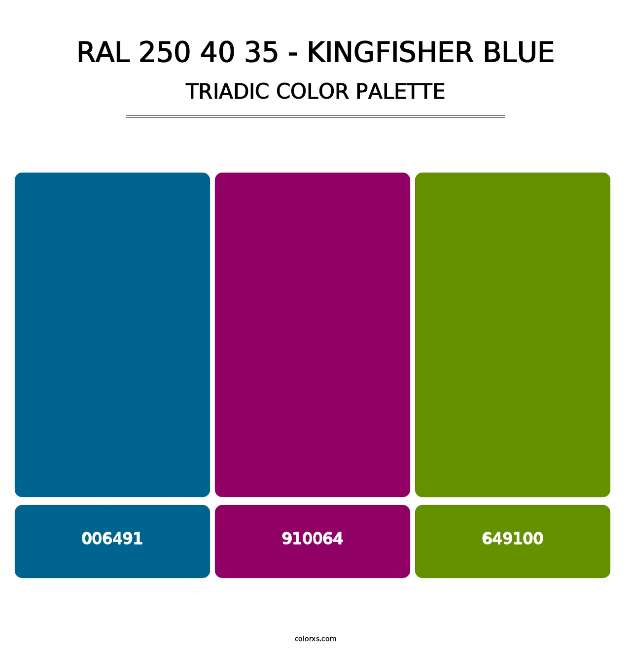 RAL 250 40 35 - Kingfisher Blue - Triadic Color Palette