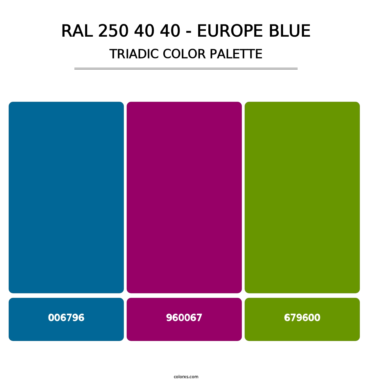 RAL 250 40 40 - Europe Blue - Triadic Color Palette