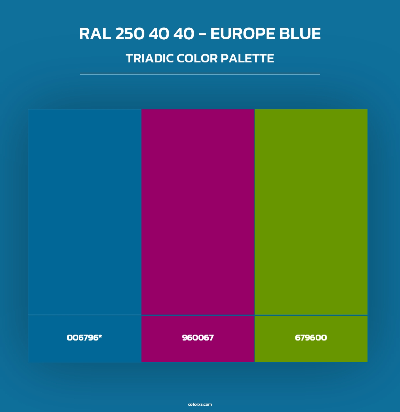 RAL 250 40 40 - Europe Blue - Triadic Color Palette