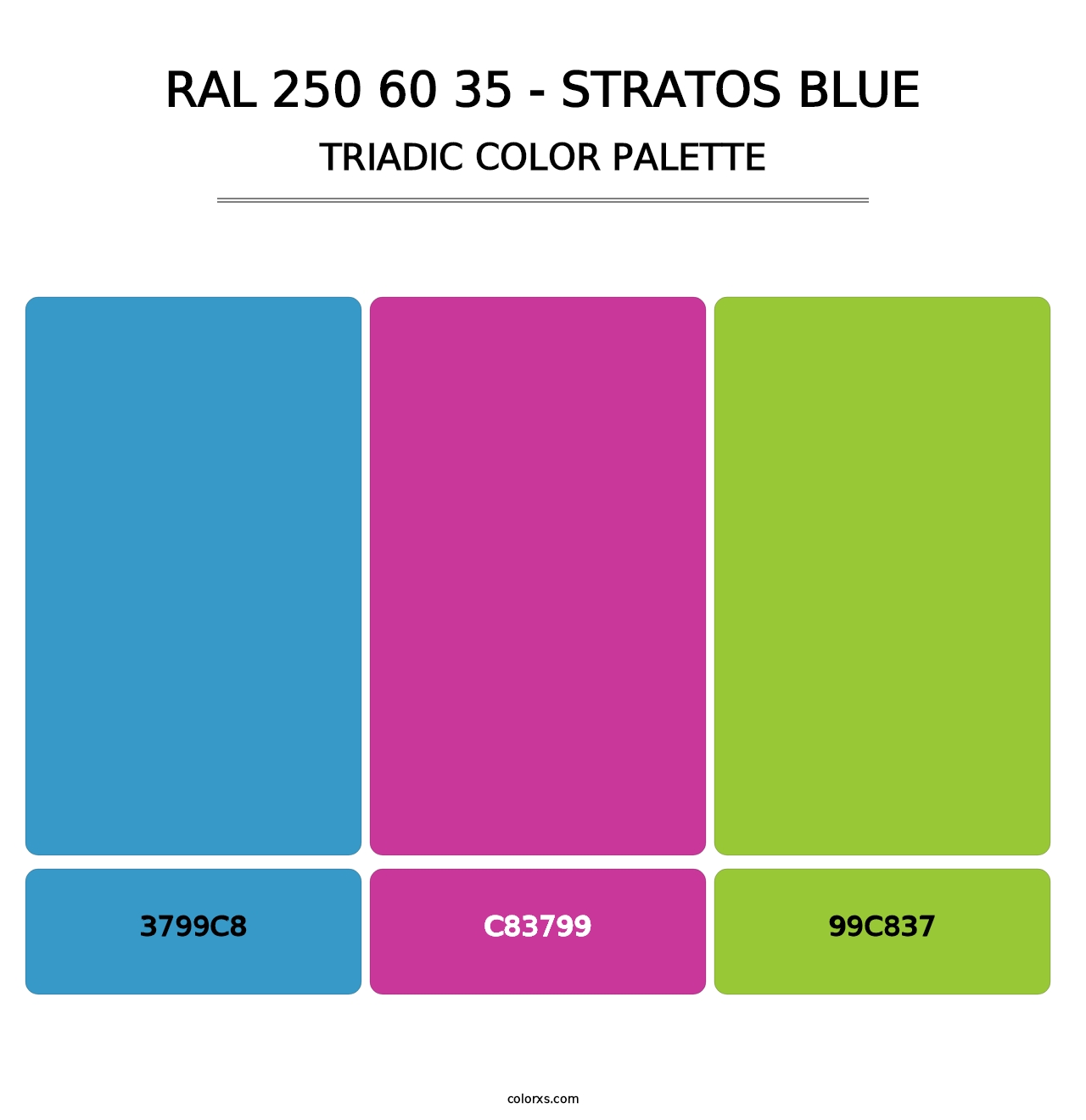 RAL 250 60 35 - Stratos Blue - Triadic Color Palette