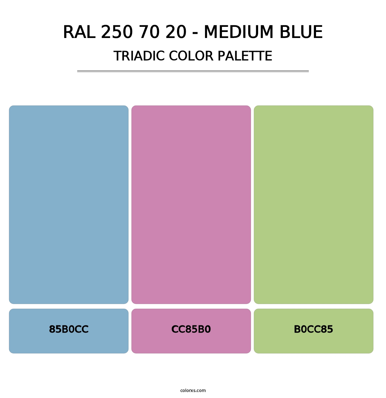 RAL 250 70 20 - Medium Blue - Triadic Color Palette