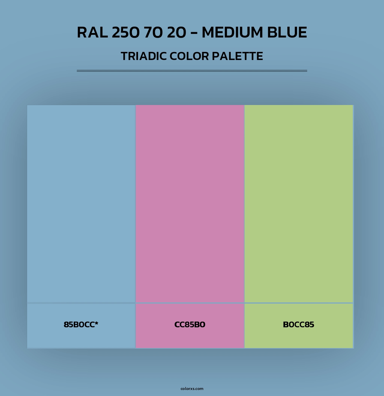 RAL 250 70 20 - Medium Blue - Triadic Color Palette