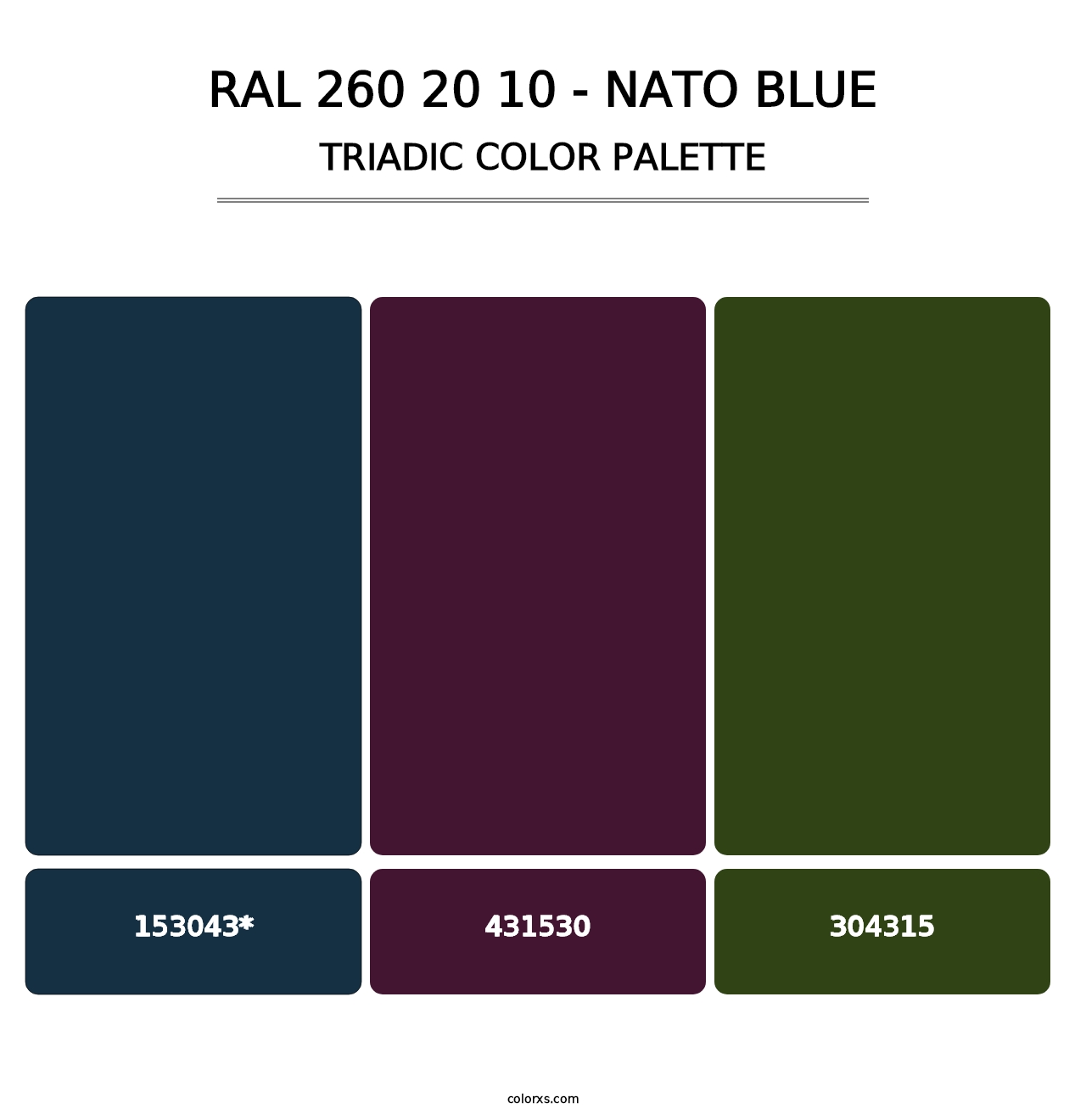 RAL 260 20 10 - Nato Blue - Triadic Color Palette
