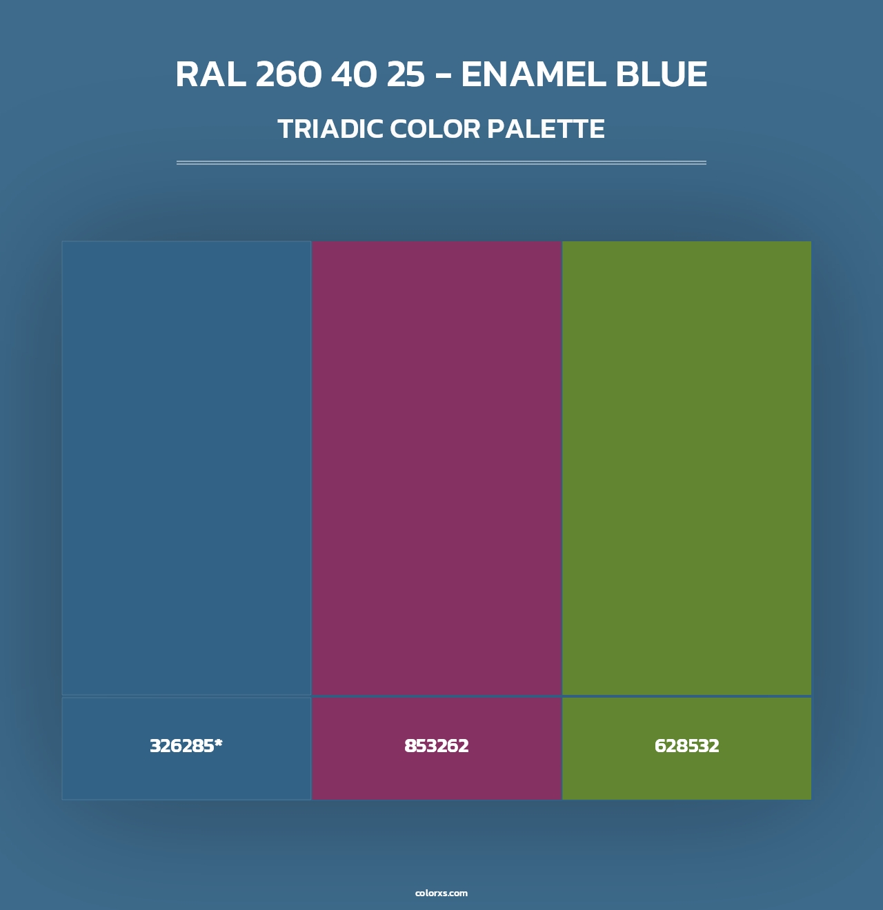 RAL 260 40 25 - Enamel Blue - Triadic Color Palette