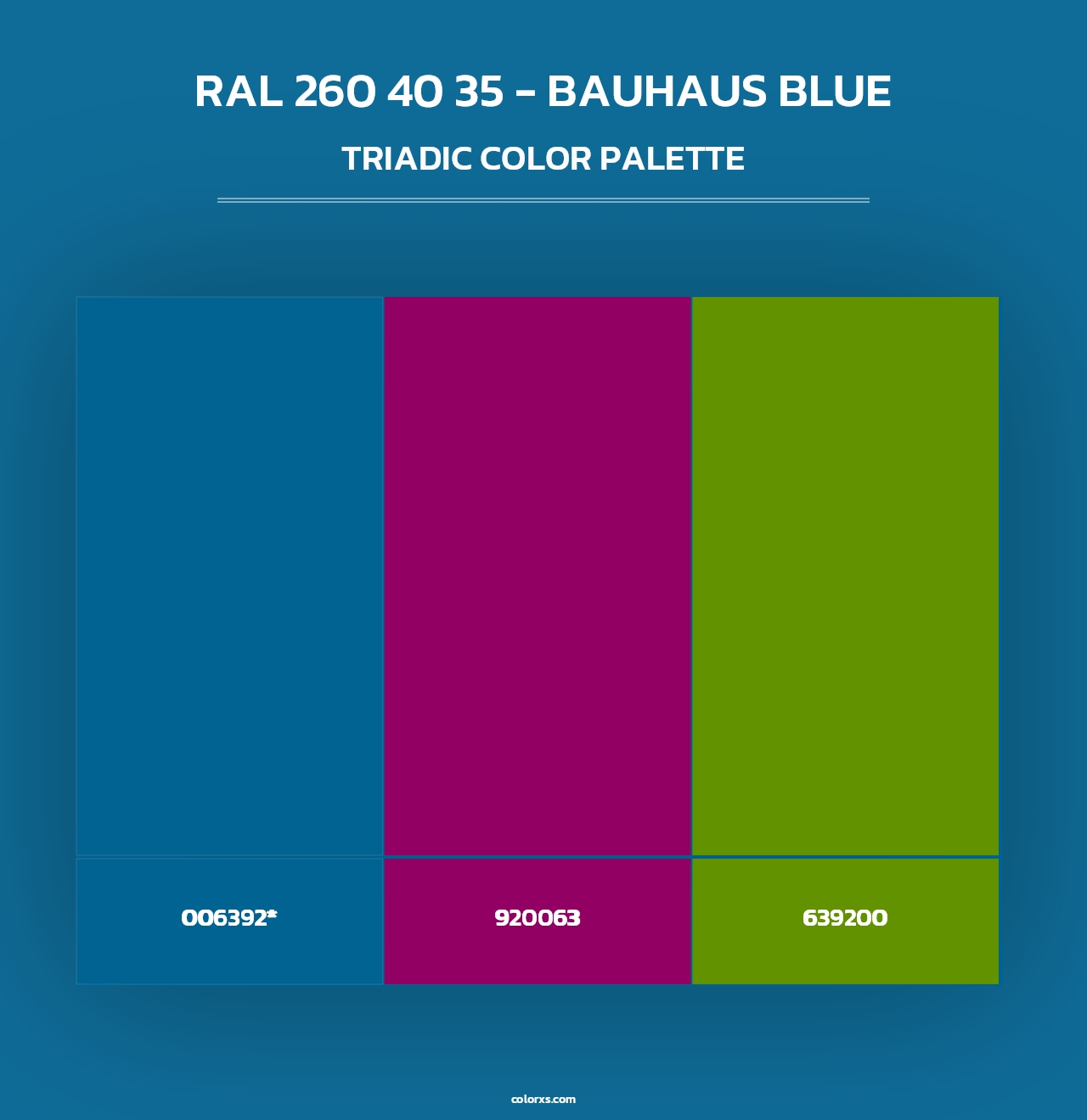 RAL 260 40 35 - Bauhaus Blue - Triadic Color Palette
