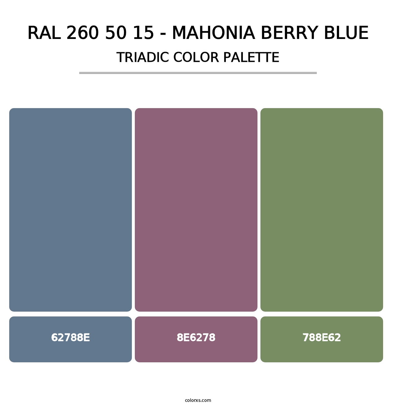 RAL 260 50 15 - Mahonia Berry Blue - Triadic Color Palette