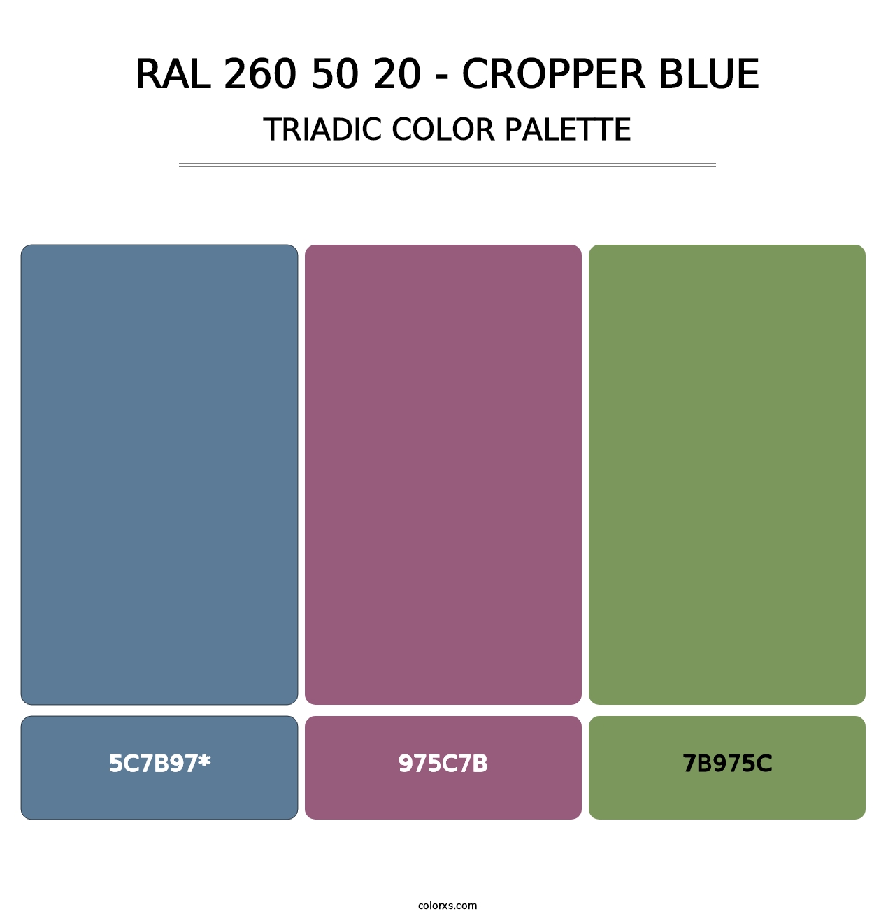 RAL 260 50 20 - Cropper Blue - Triadic Color Palette