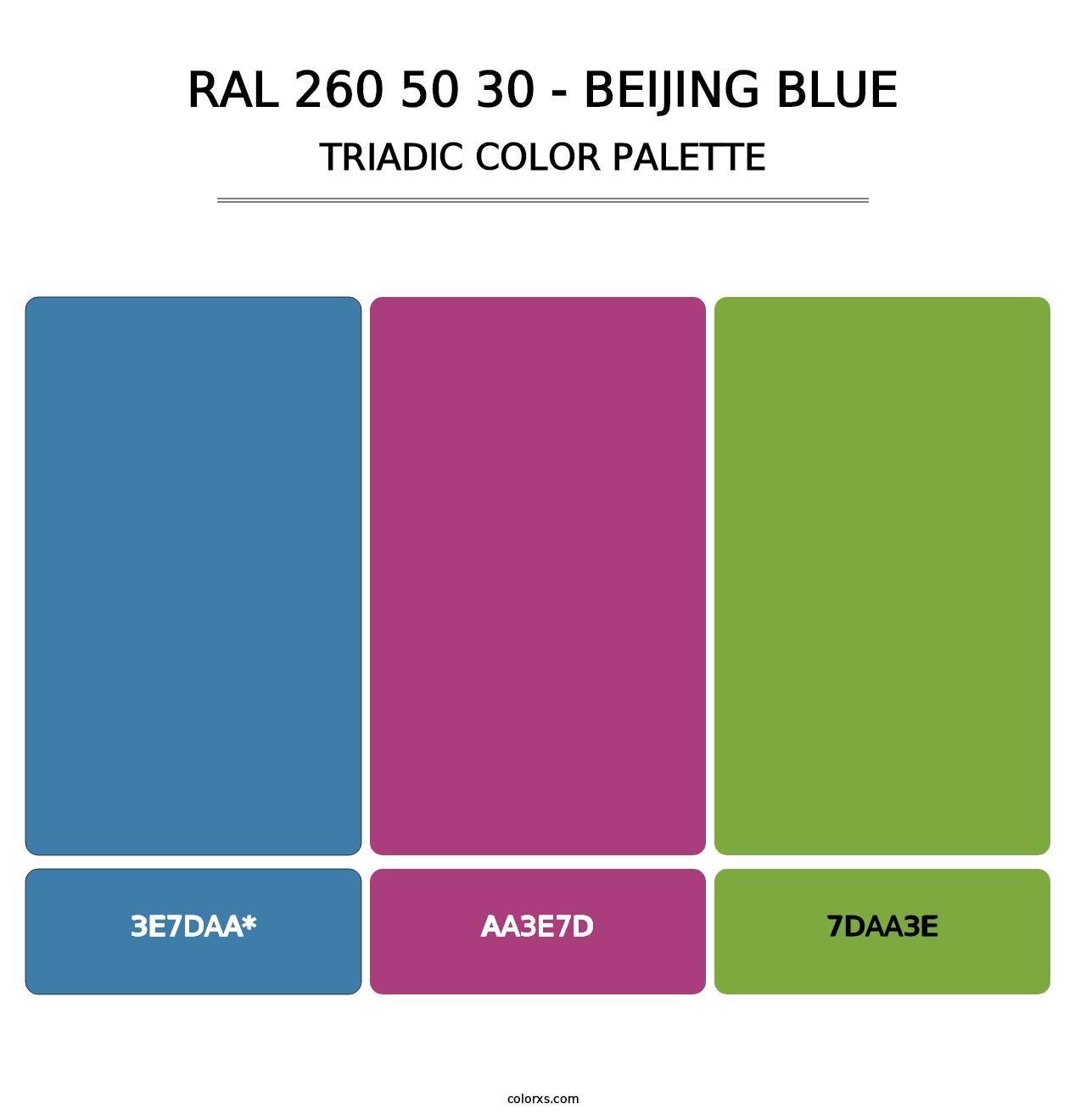 RAL 260 50 30 - Beijing Blue - Triadic Color Palette