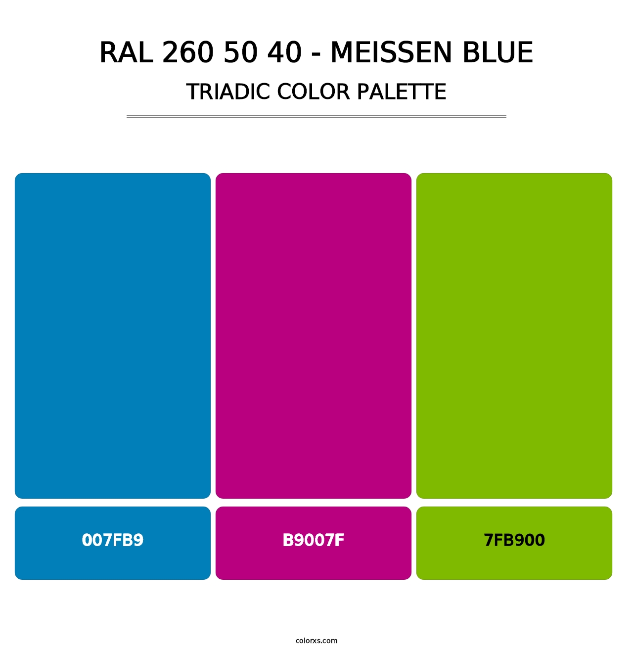 RAL 260 50 40 - Meissen Blue - Triadic Color Palette