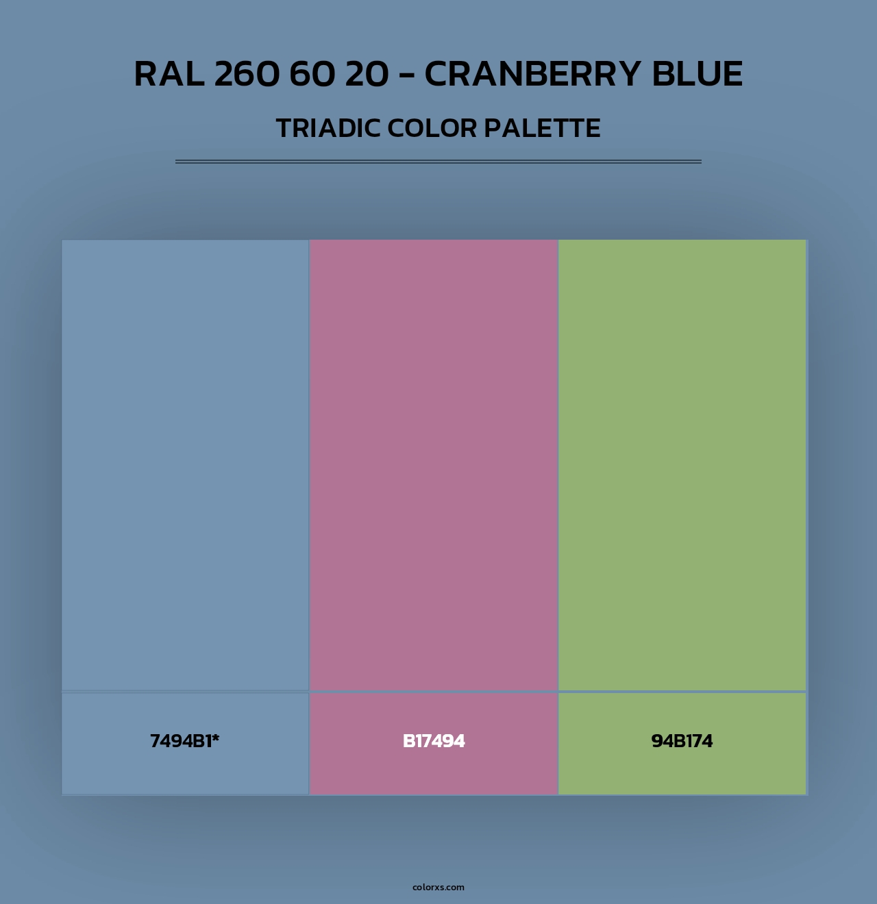 RAL 260 60 20 - Cranberry Blue - Triadic Color Palette