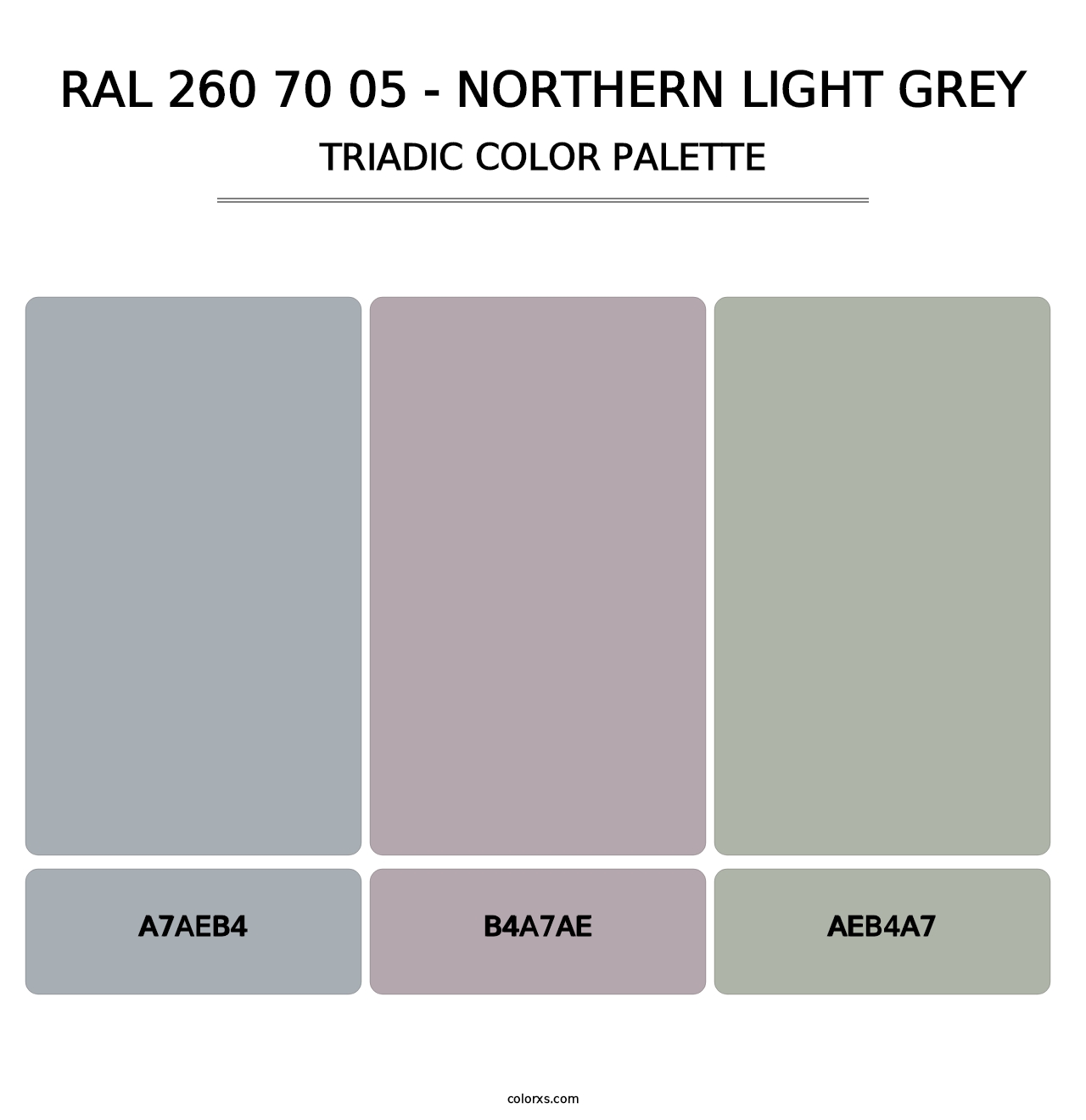 RAL 260 70 05 - Northern Light Grey - Triadic Color Palette