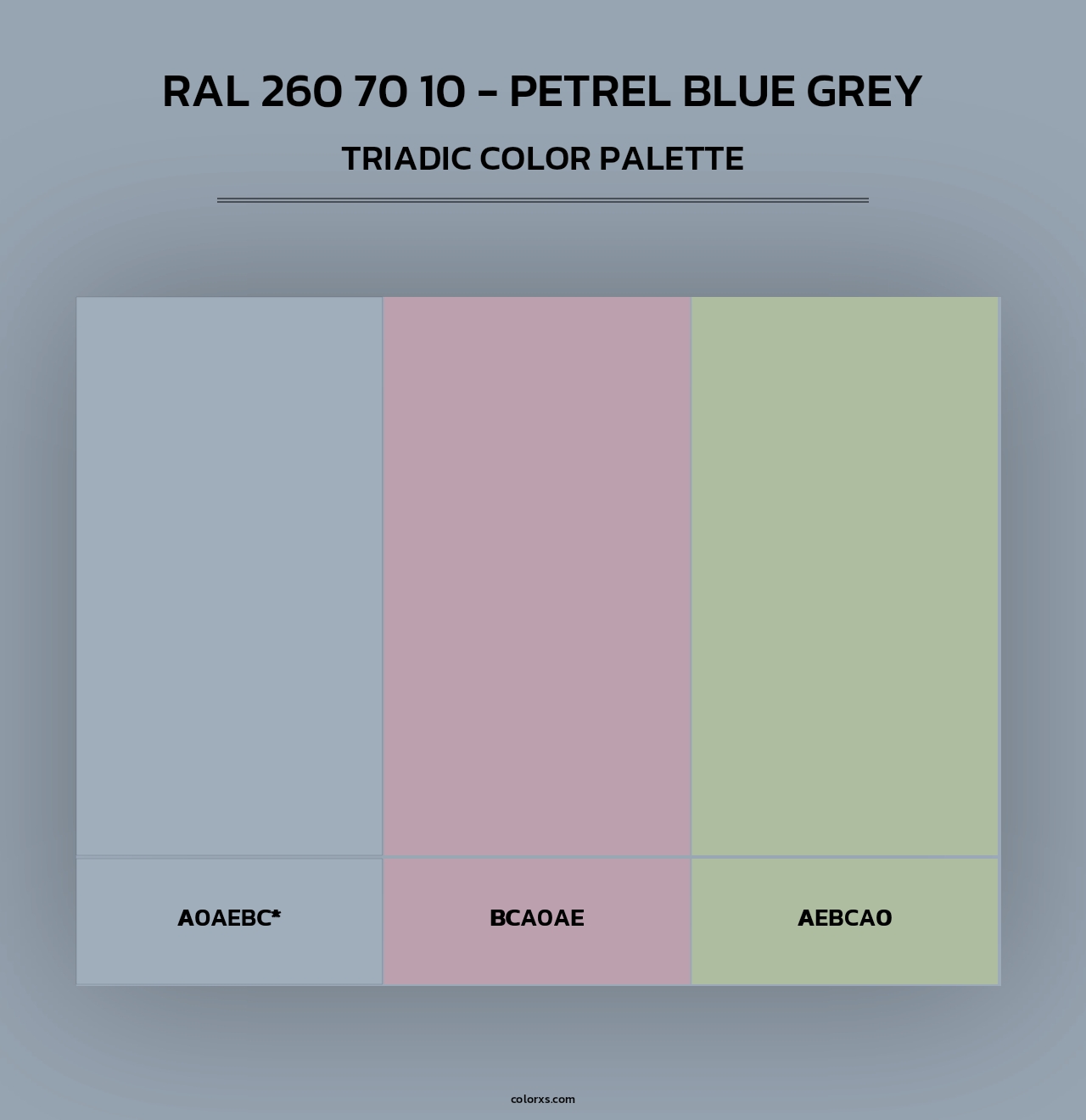 RAL 260 70 10 - Petrel Blue Grey - Triadic Color Palette