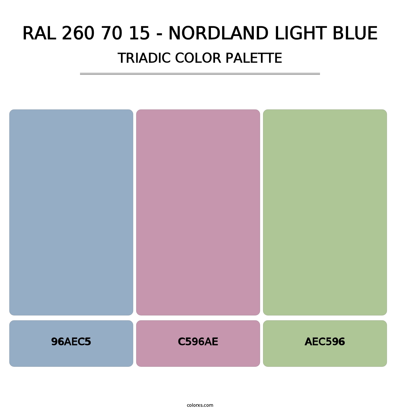 RAL 260 70 15 - Nordland Light Blue - Triadic Color Palette