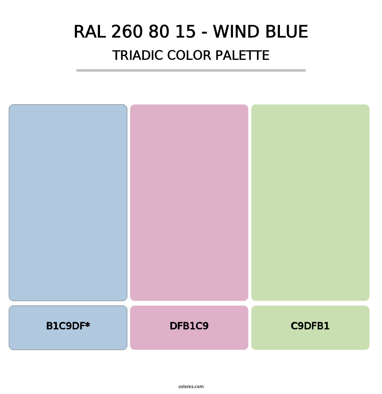 RAL 260 80 15 - Wind Blue - Triadic Color Palette