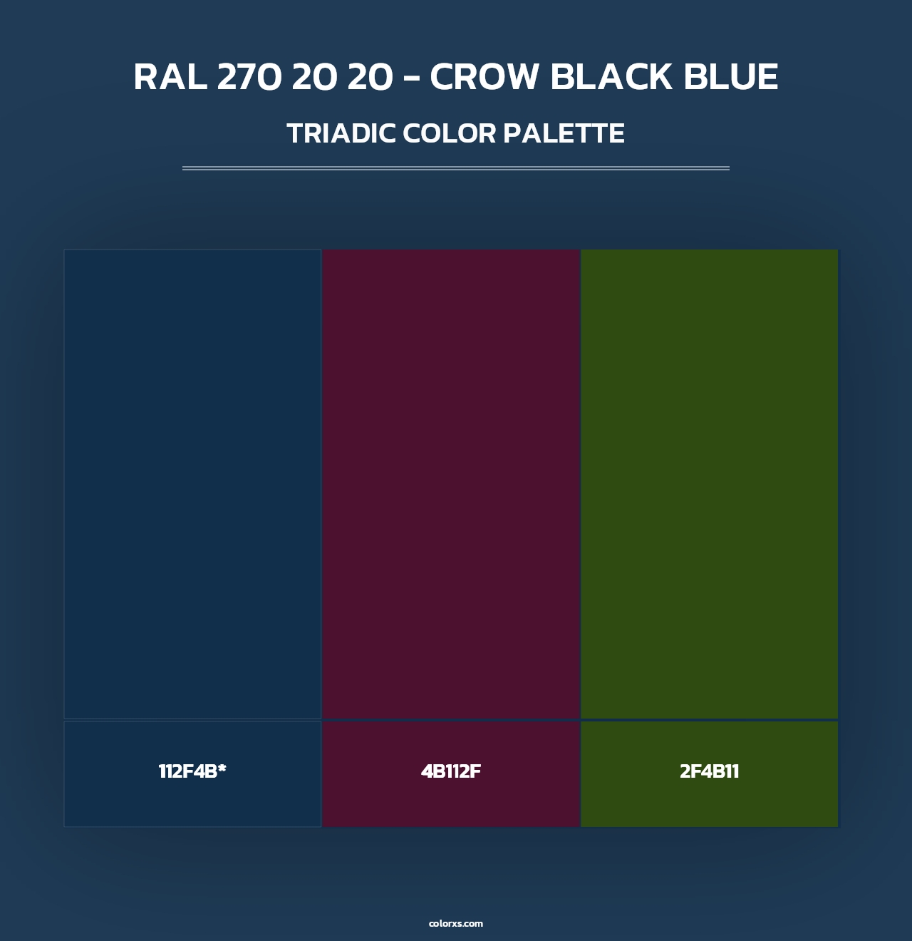 RAL 270 20 20 - Crow Black Blue - Triadic Color Palette
