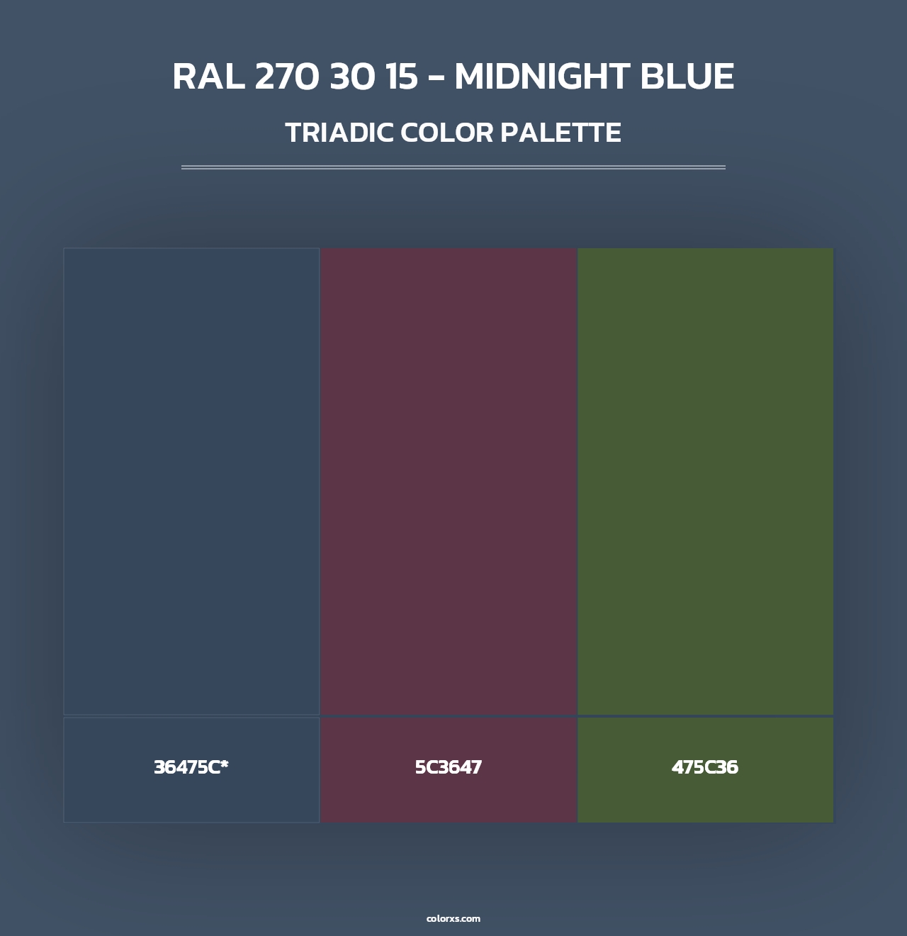 RAL 270 30 15 - Midnight Blue - Triadic Color Palette