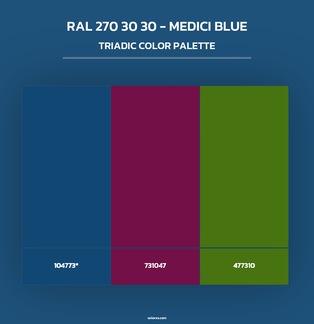 RAL 270 30 30 - Medici Blue - Triadic Color Palette