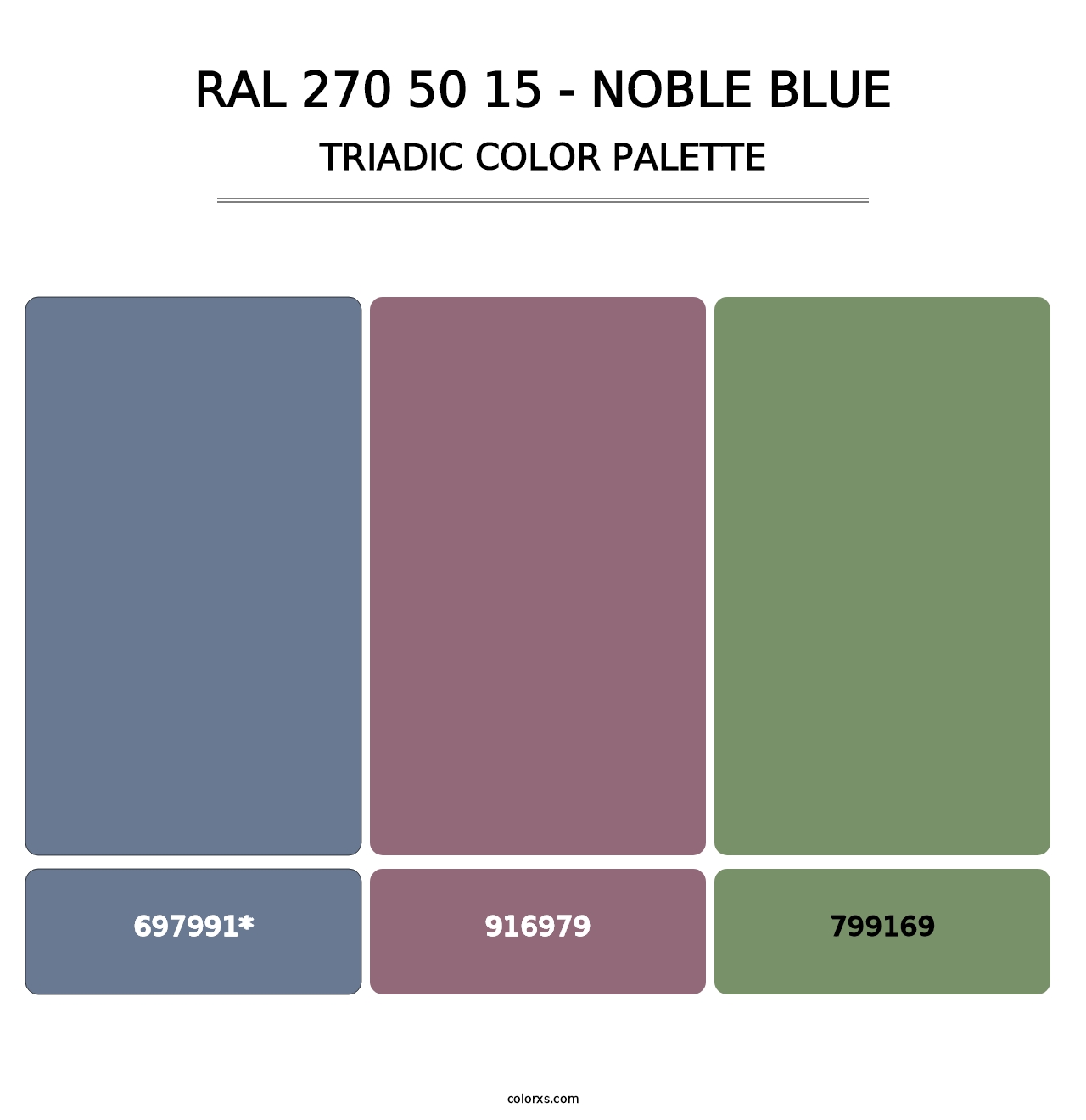 RAL 270 50 15 - Noble Blue - Triadic Color Palette