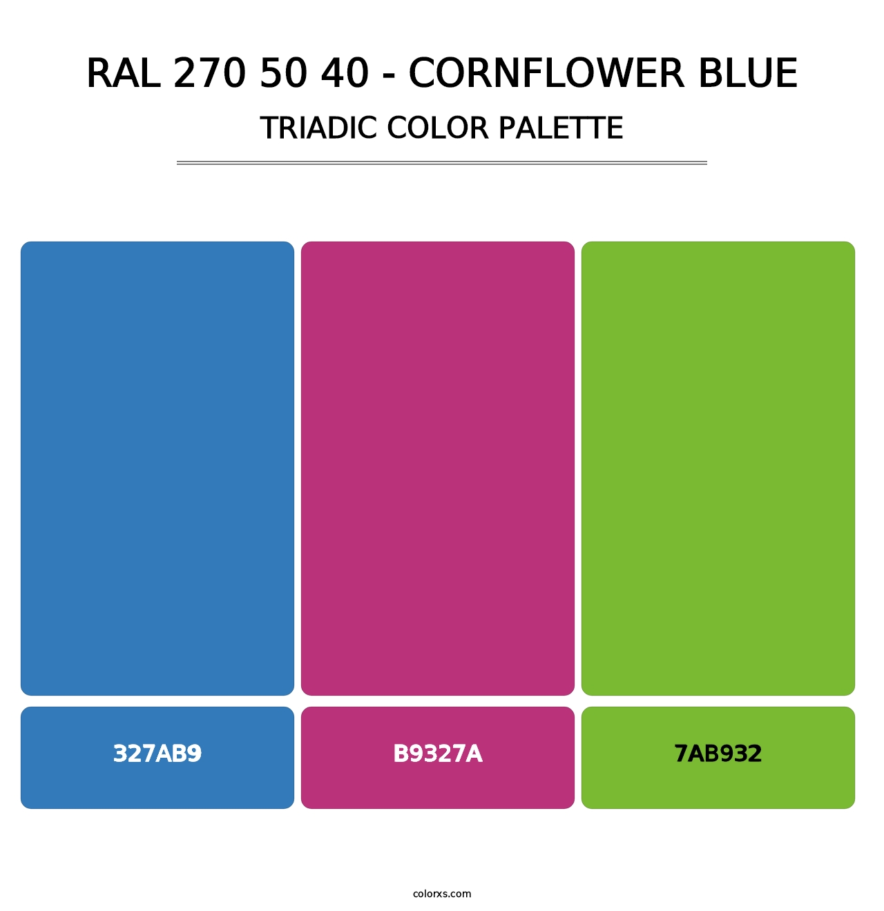RAL 270 50 40 - Cornflower Blue - Triadic Color Palette