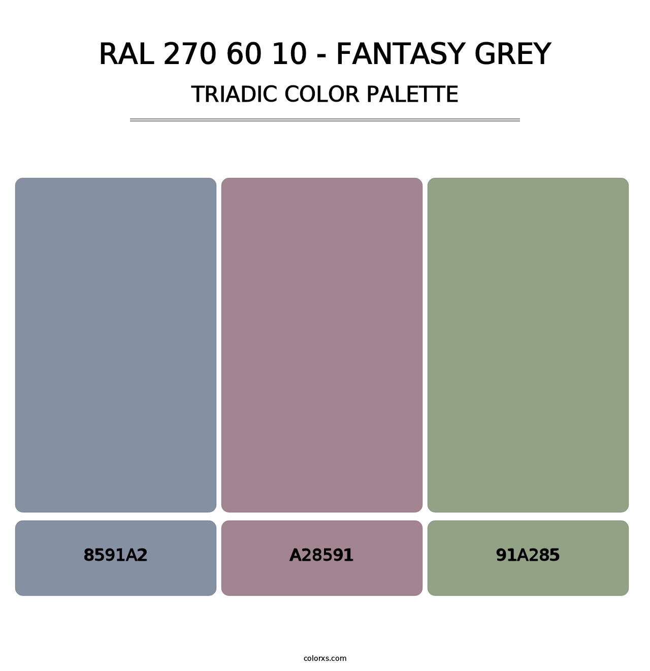 RAL 270 60 10 - Fantasy Grey - Triadic Color Palette