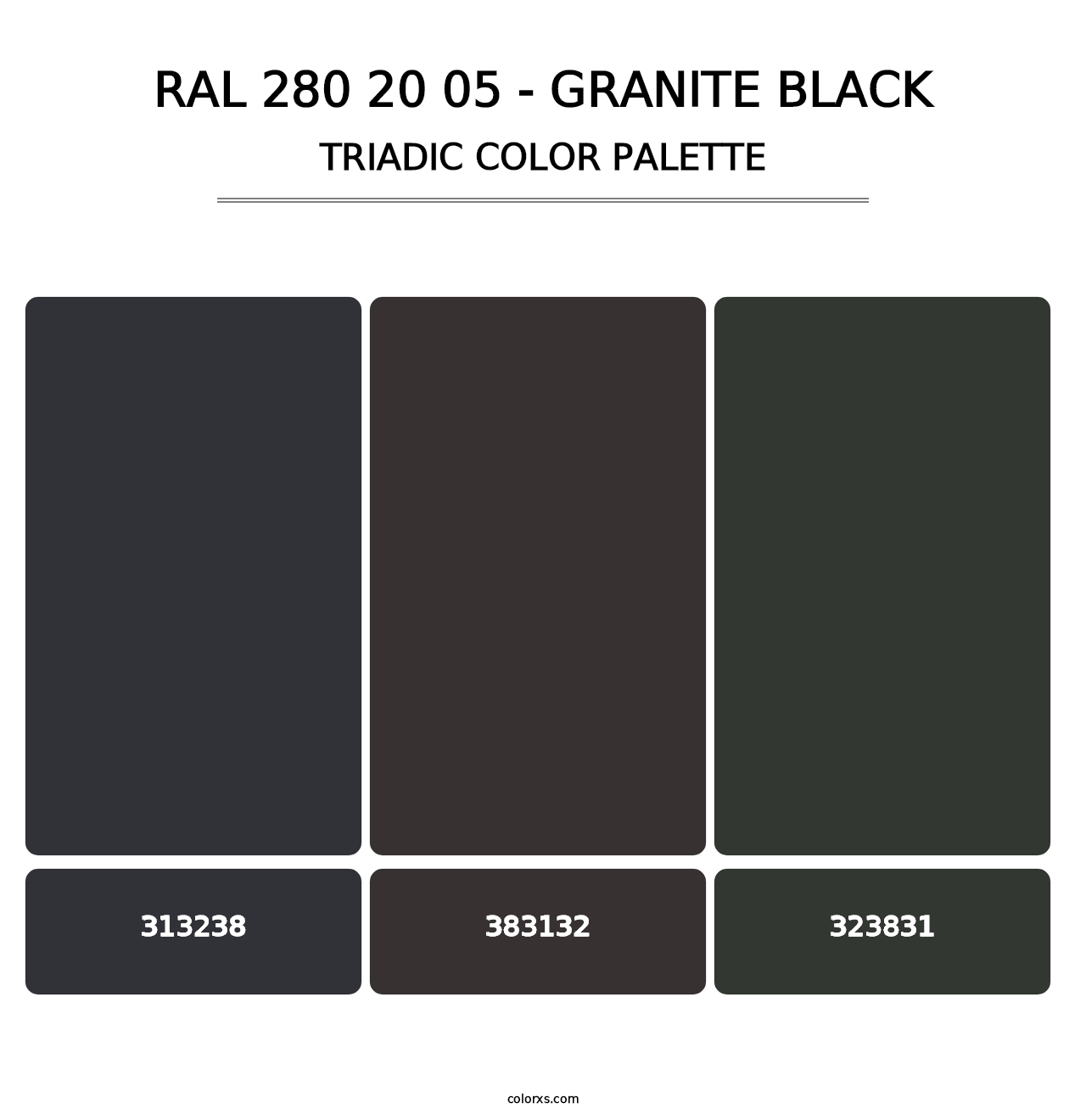 RAL 280 20 05 - Granite Black - Triadic Color Palette