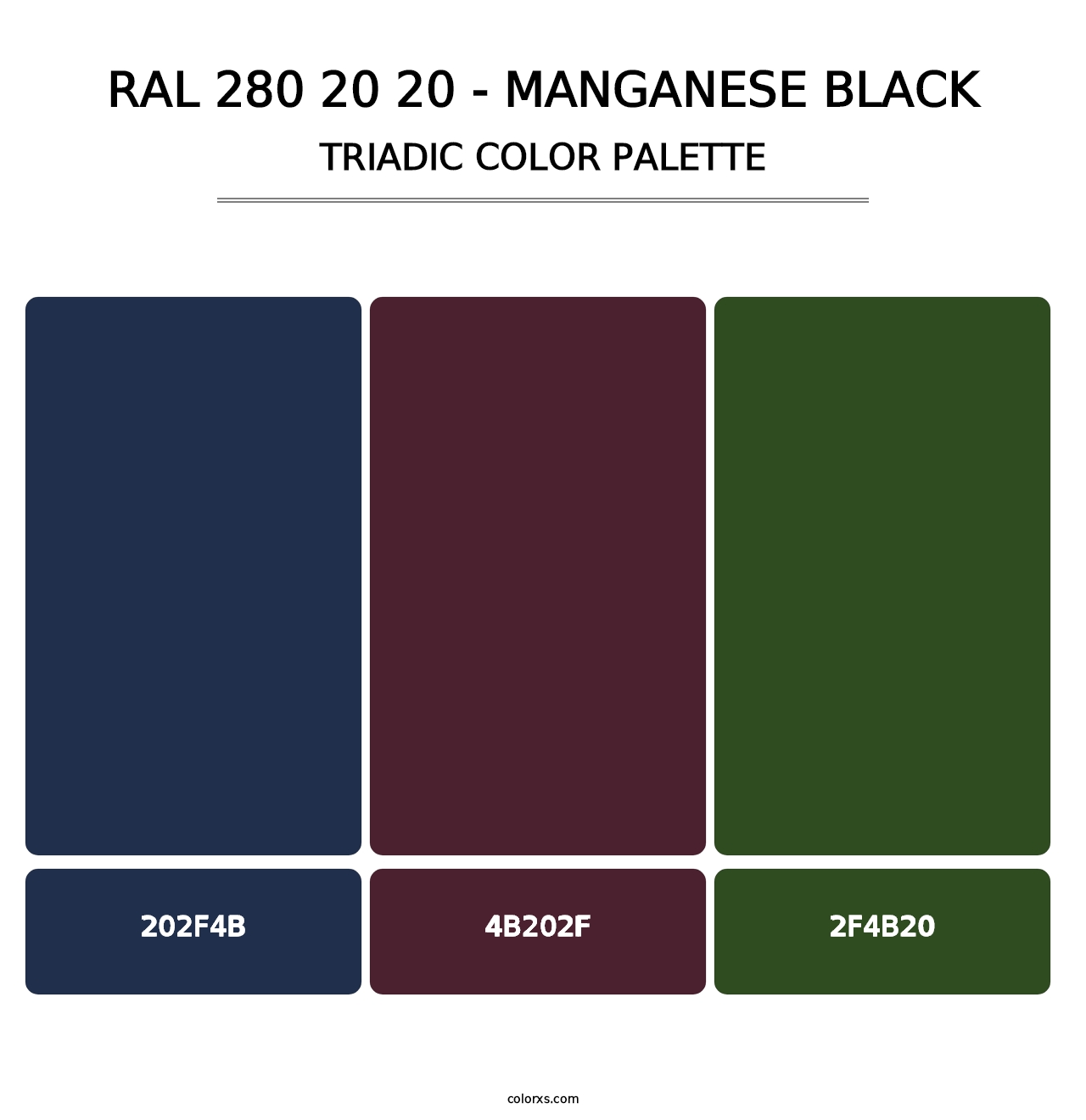 RAL 280 20 20 - Manganese Black - Triadic Color Palette