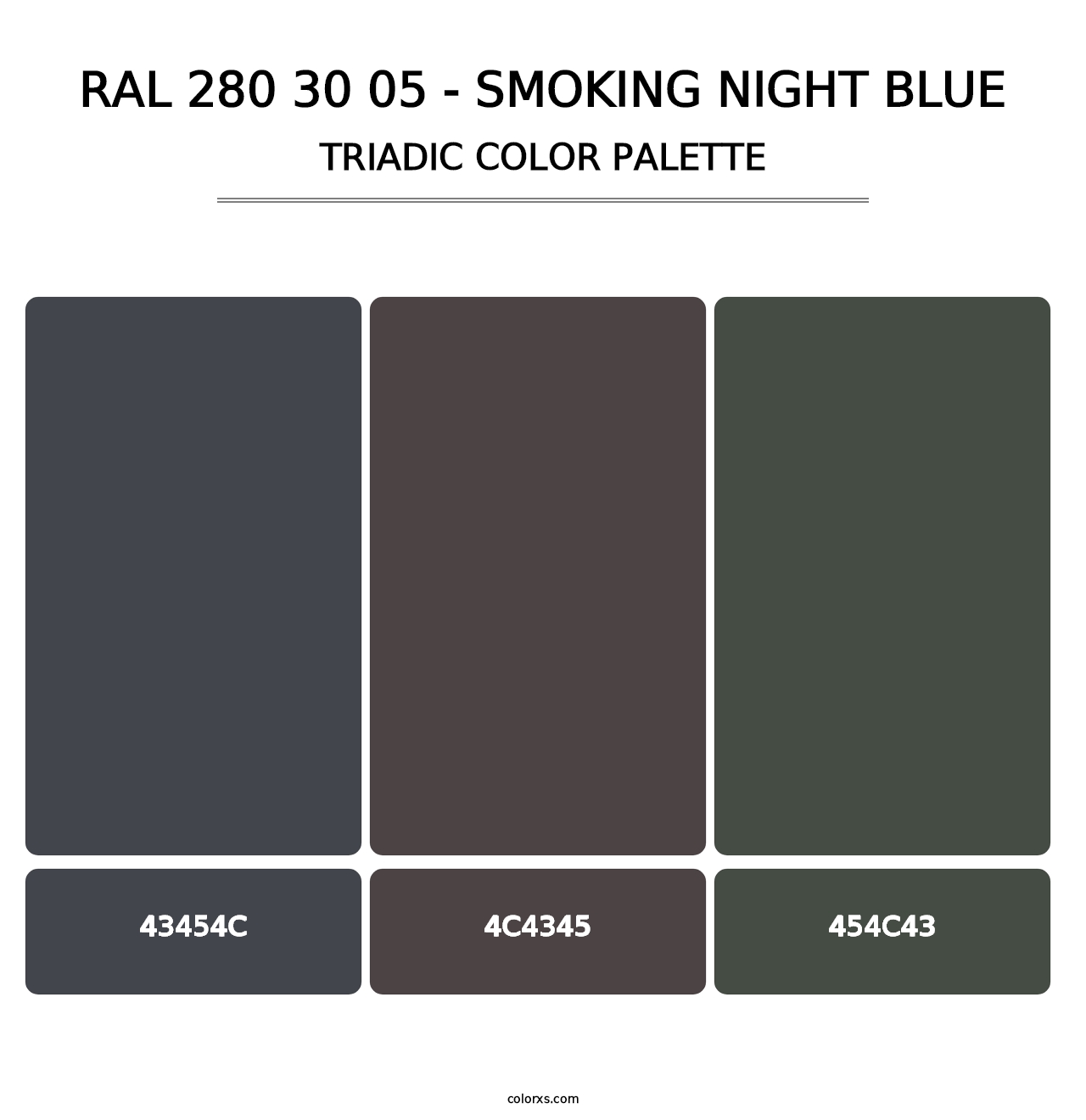 RAL 280 30 05 - Smoking Night Blue - Triadic Color Palette
