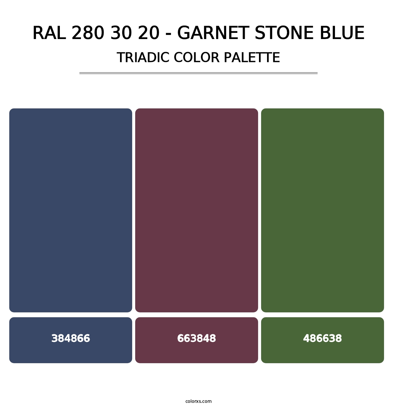 RAL 280 30 20 - Garnet Stone Blue - Triadic Color Palette