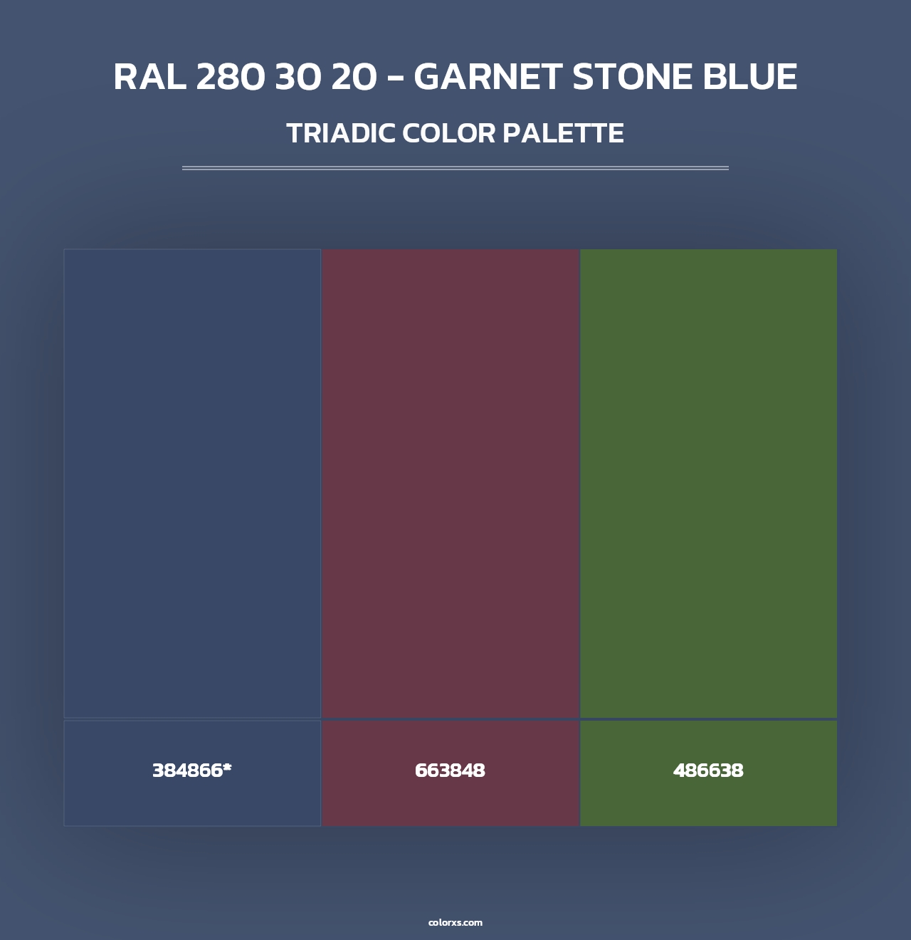 RAL 280 30 20 - Garnet Stone Blue - Triadic Color Palette
