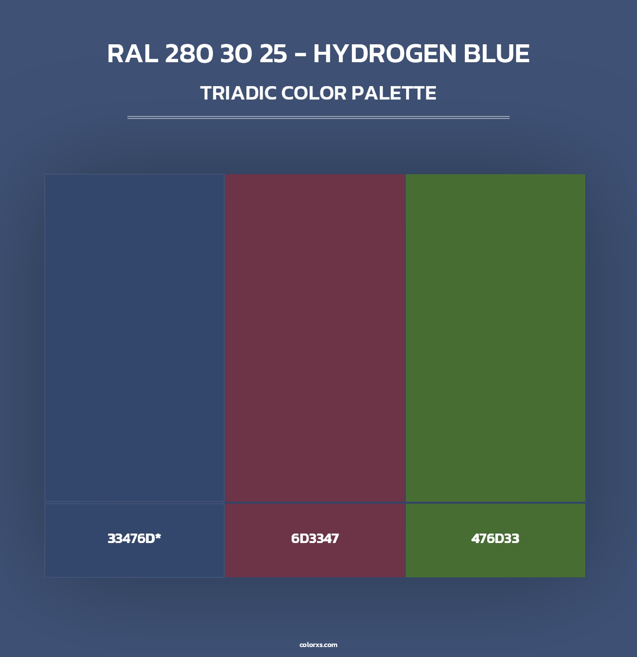 RAL 280 30 25 - Hydrogen Blue - Triadic Color Palette