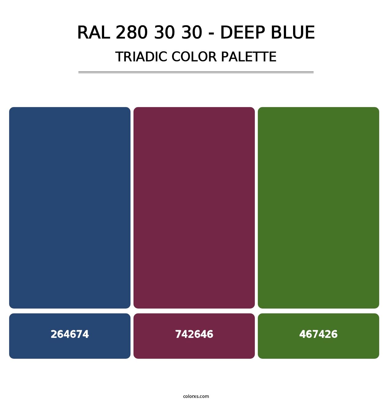 RAL 280 30 30 - Deep Blue - Triadic Color Palette