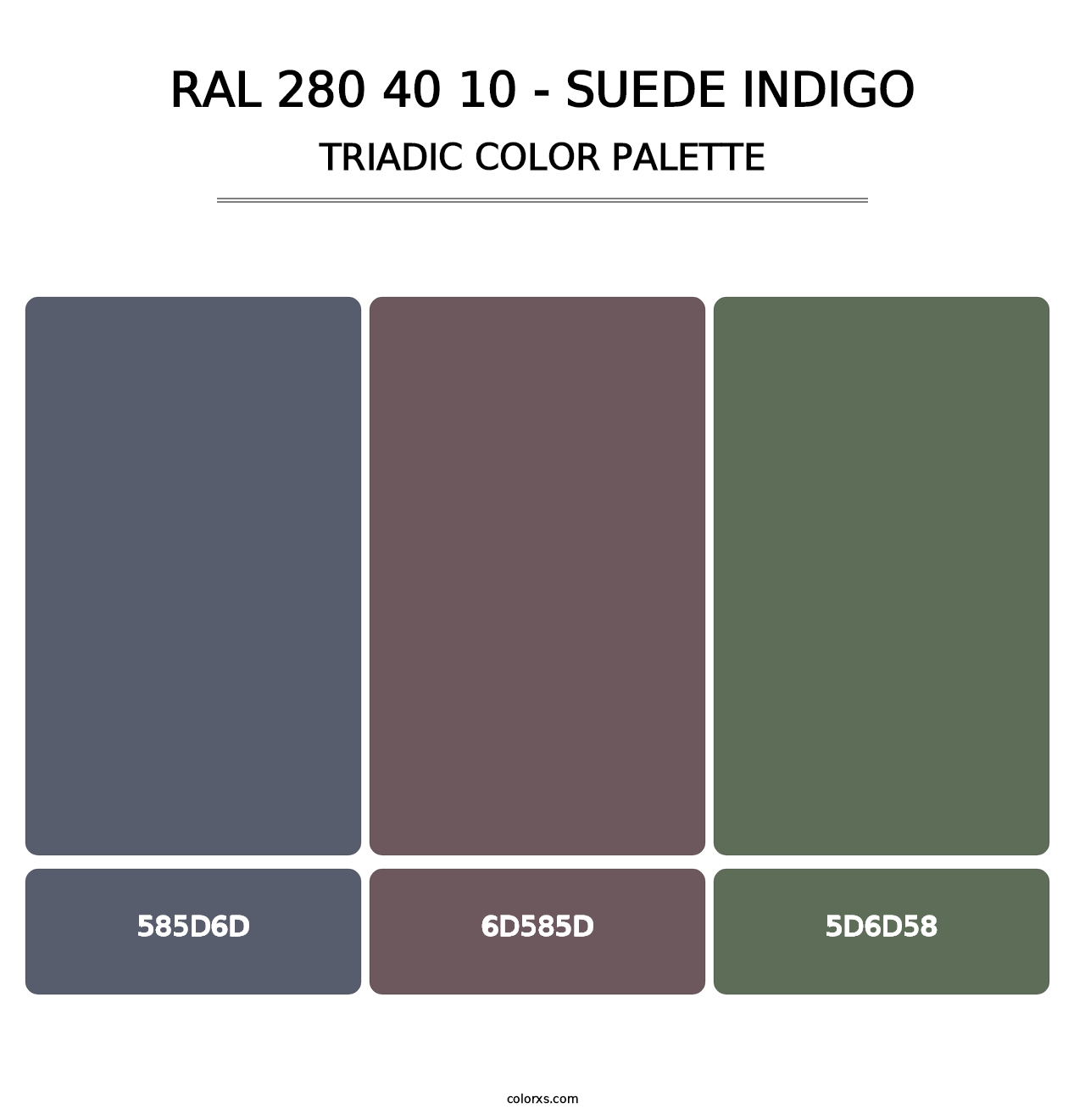 RAL 280 40 10 - Suede Indigo - Triadic Color Palette