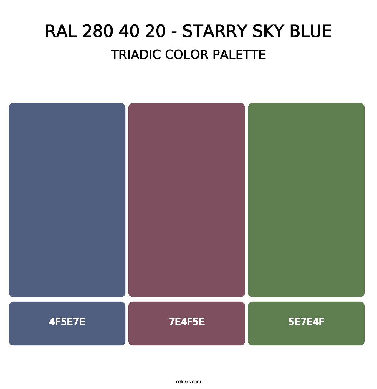 RAL 280 40 20 - Starry Sky Blue - Triadic Color Palette