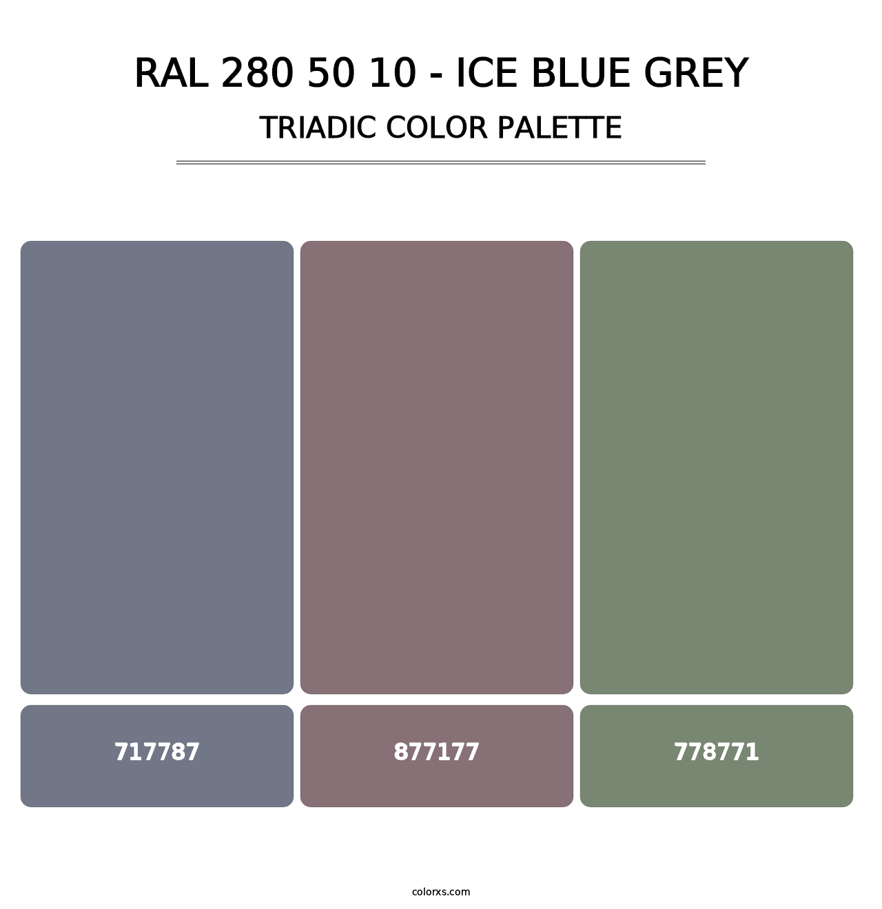 RAL 280 50 10 - Ice Blue Grey - Triadic Color Palette
