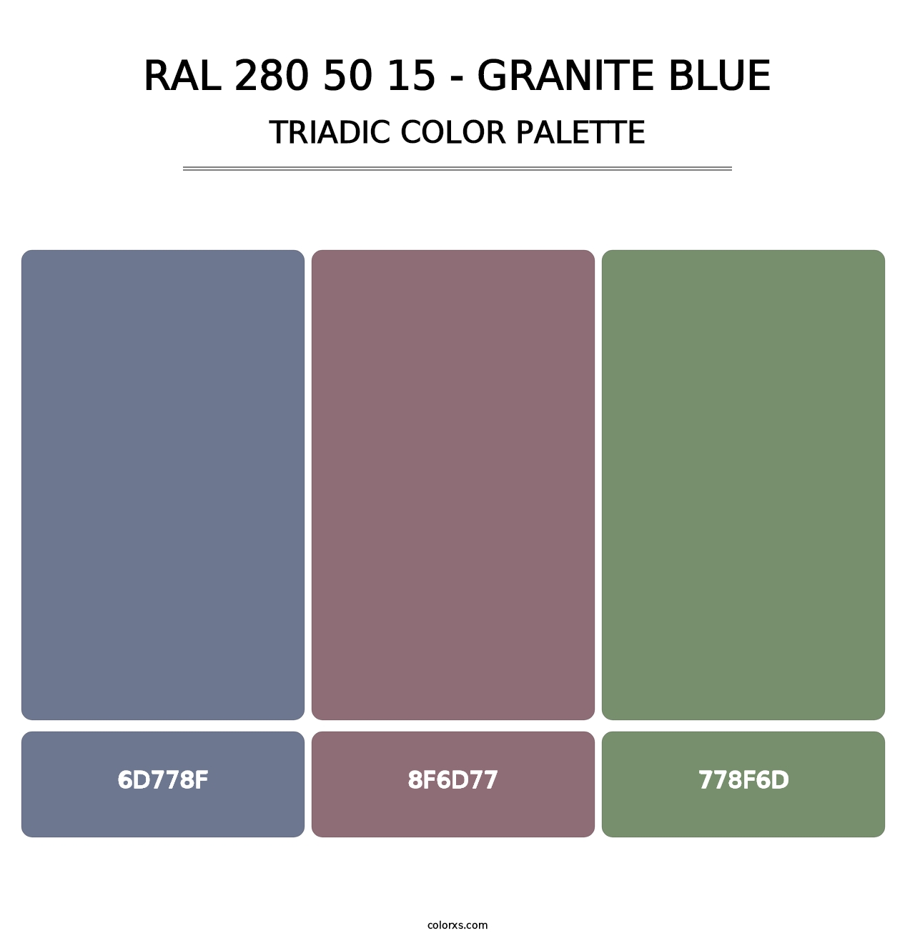 RAL 280 50 15 - Granite Blue - Triadic Color Palette
