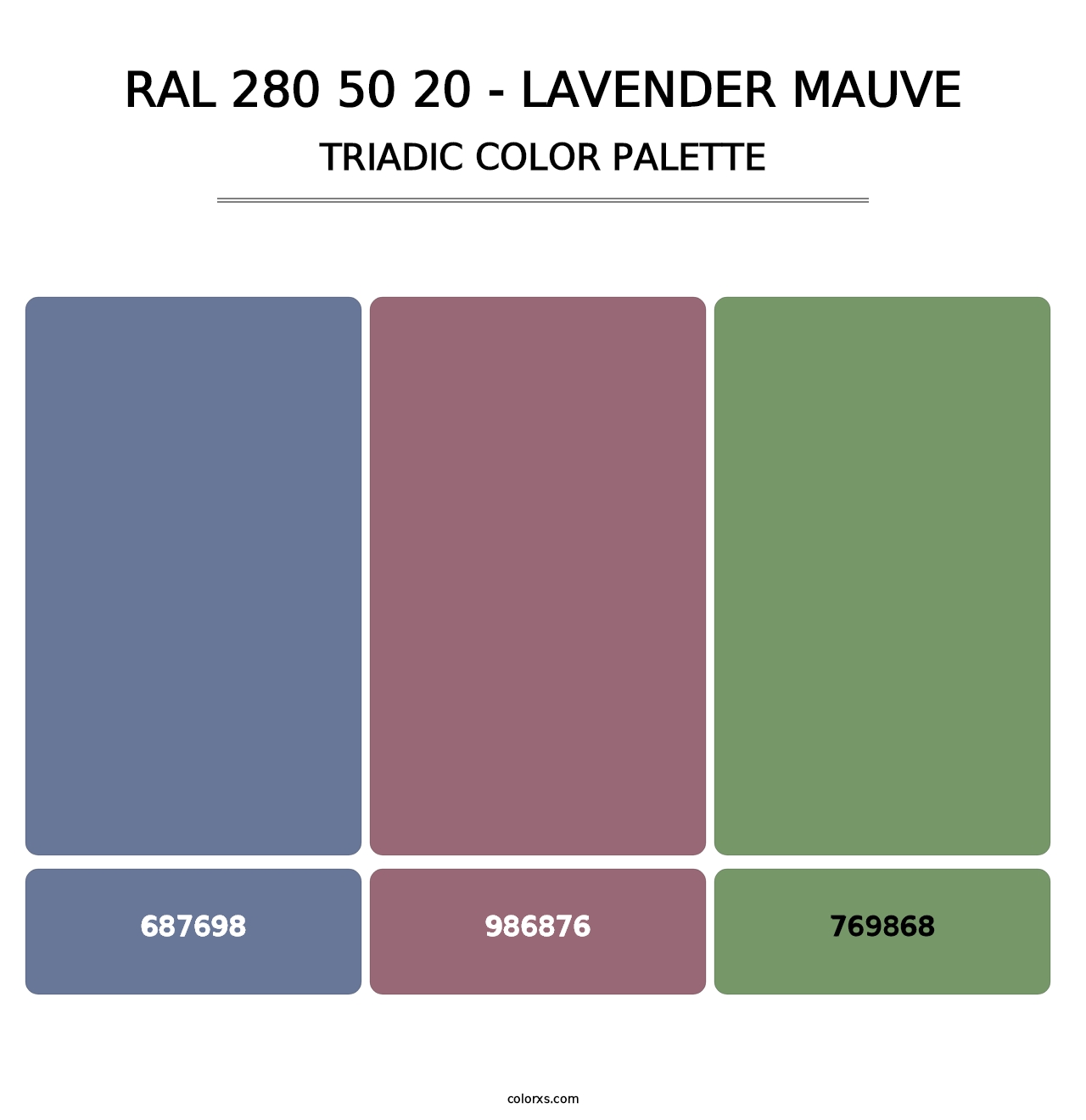 RAL 280 50 20 - Lavender Mauve - Triadic Color Palette