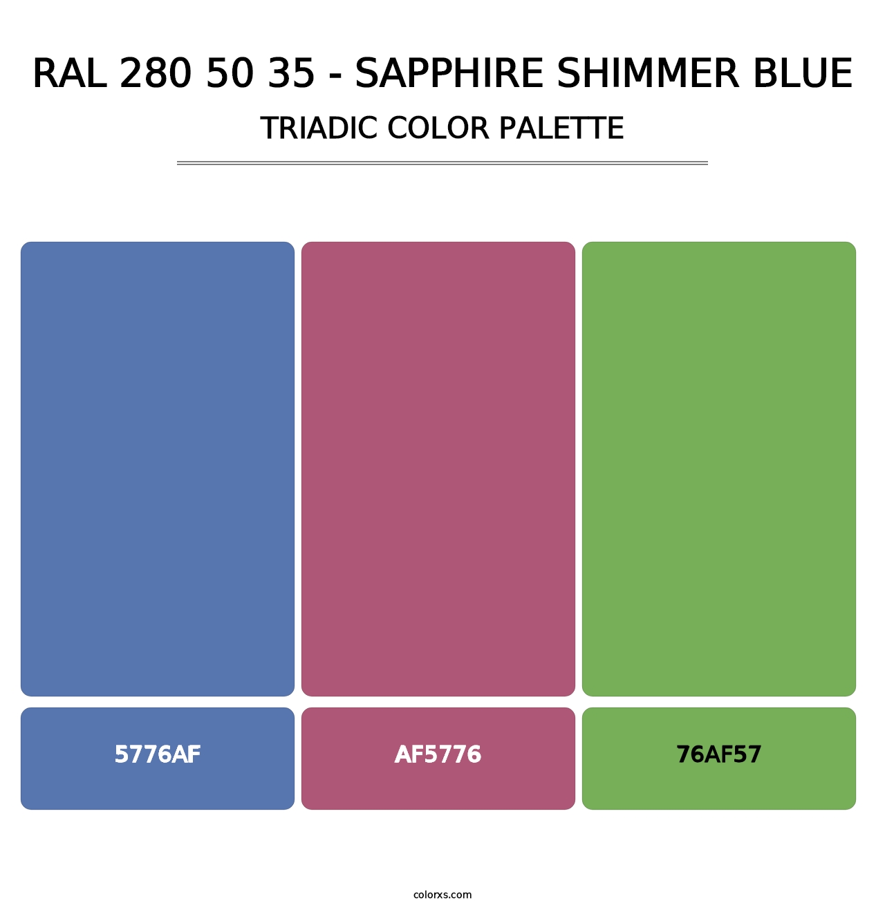 RAL 280 50 35 - Sapphire Shimmer Blue - Triadic Color Palette