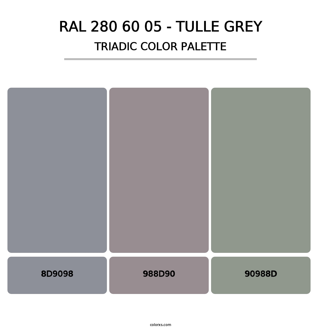 RAL 280 60 05 - Tulle Grey - Triadic Color Palette