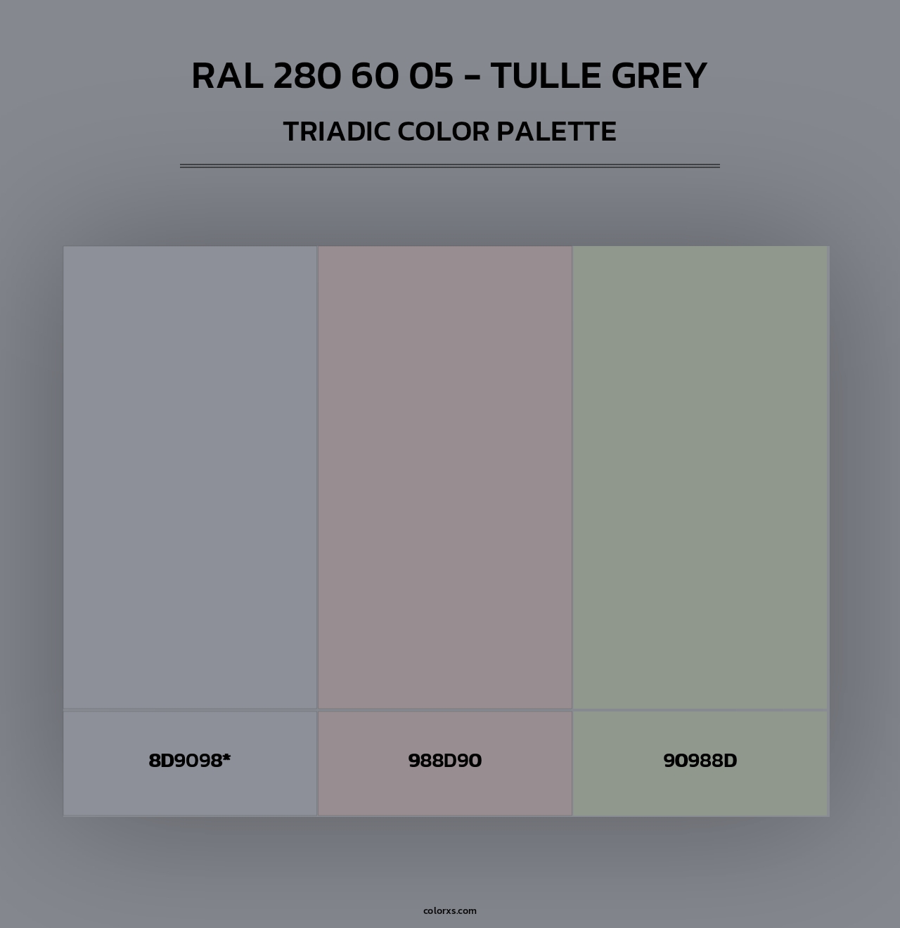 RAL 280 60 05 - Tulle Grey - Triadic Color Palette