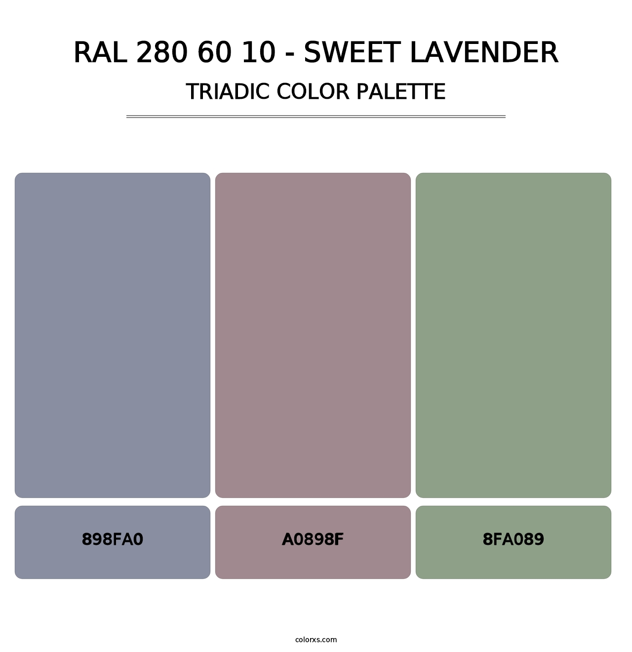 RAL 280 60 10 - Sweet Lavender - Triadic Color Palette