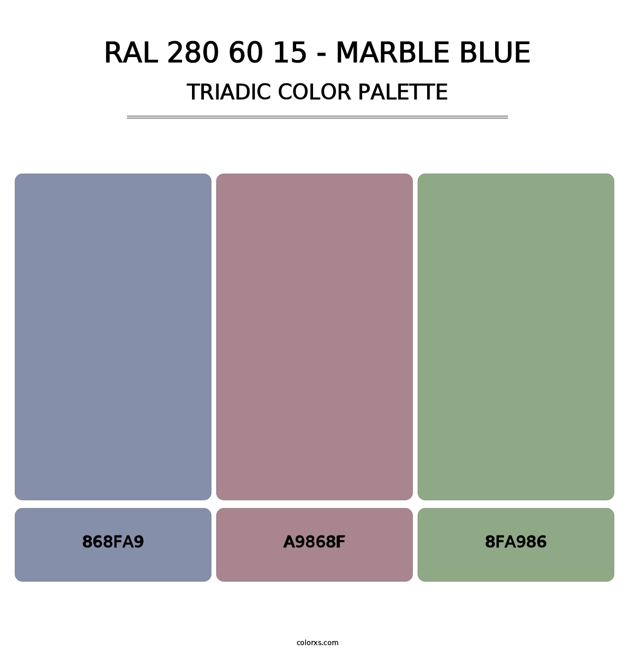 RAL 280 60 15 - Marble Blue - Triadic Color Palette
