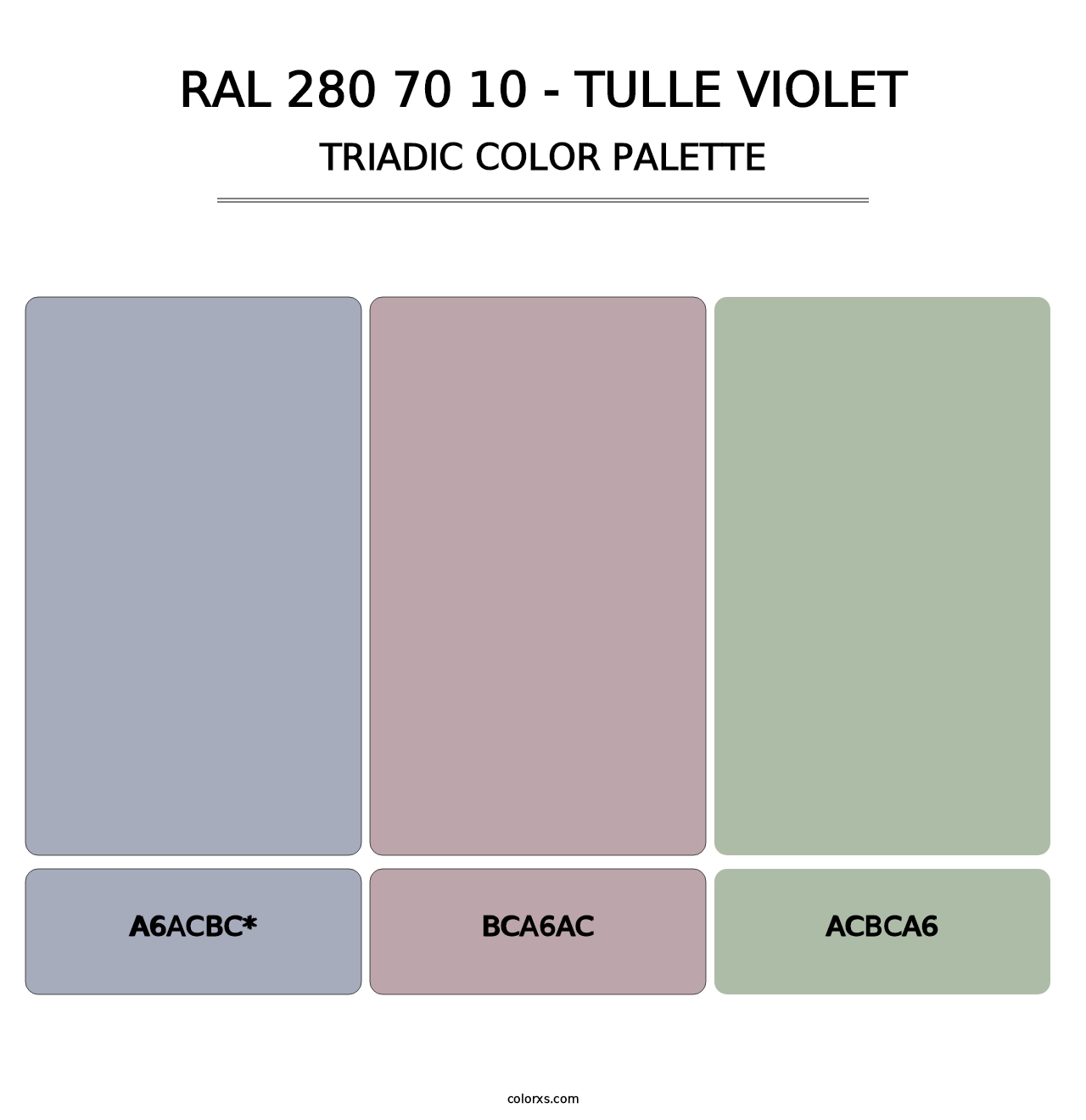 RAL 280 70 10 - Tulle Violet - Triadic Color Palette